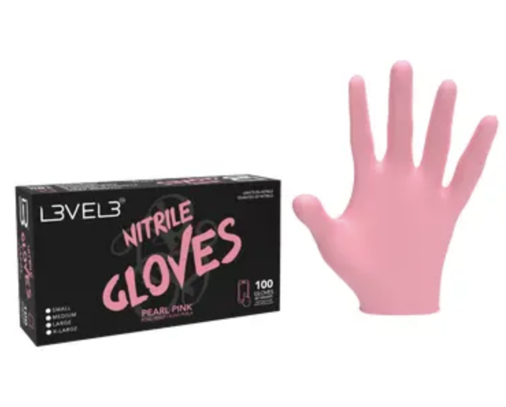 L3VEL 3 Nitrile Gloves Medium - Pearl Pink