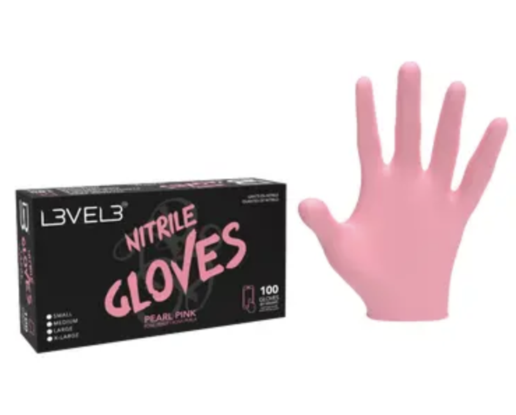 L3VEL 3 Nitrile Gloves Large - Pearl Pink