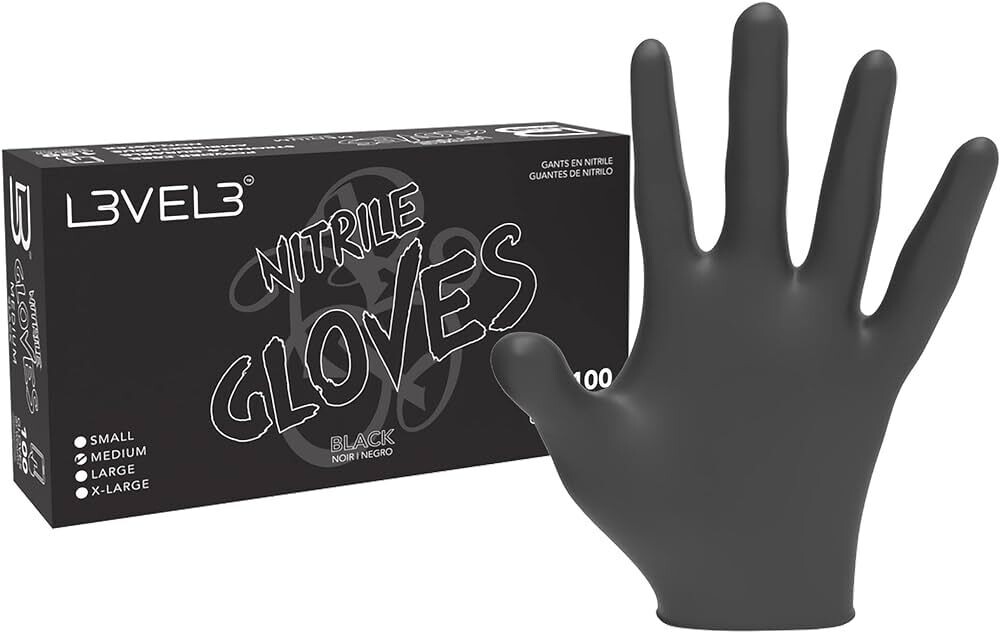 L3VEL 3 Nitrile Gloves Large - Black