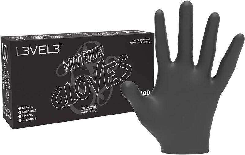 L3VEL 3 Nitrile Gloves Medium - Black