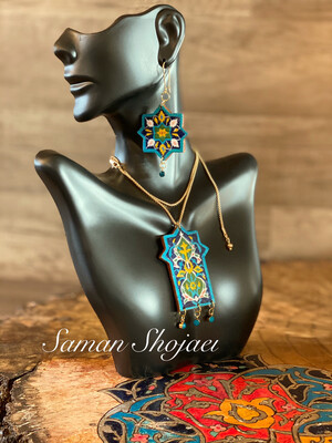 wooden hand painted jewelry set