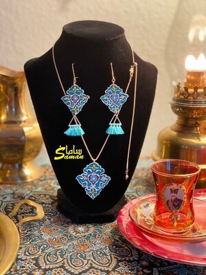 wooden hand painted Jewelry set