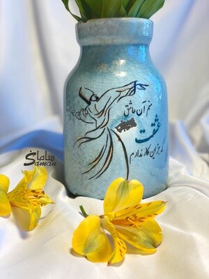 Ceramic vase with hand painted design