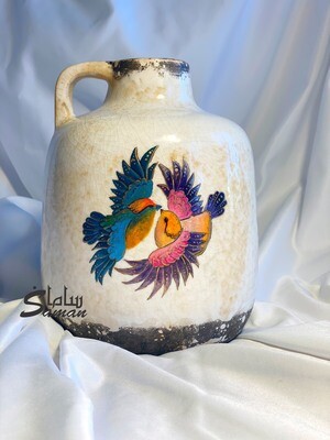 Ceramic vase with double-sided hand painted design
