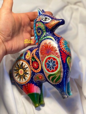 Oaxacan hand carved and hand painted wood sculpture