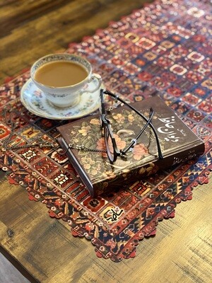 Table runner with Persian rug design رانر مخمل با فرش کاشی ایرانی