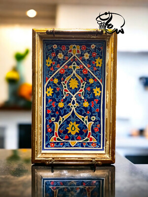 Serving tray with hand-painted Persian tile design