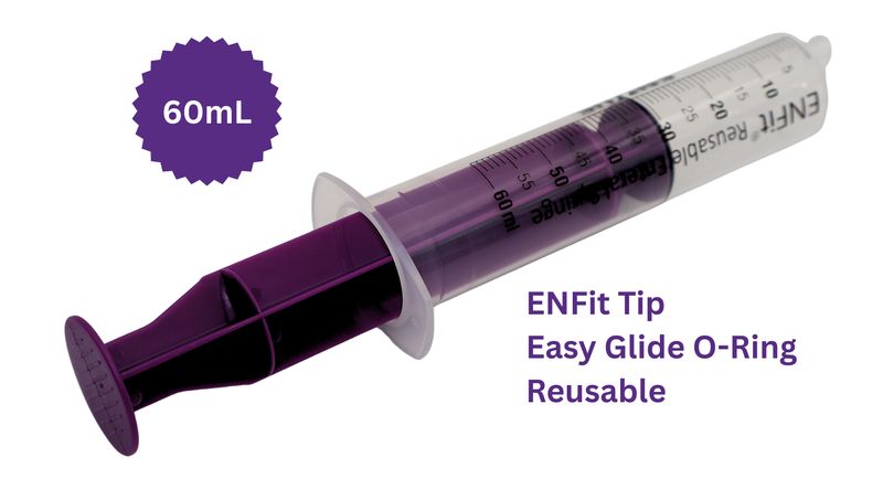 60mL ENFit O-ring Syringe-Case of 10-Reusable