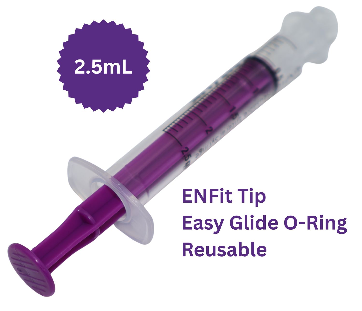 2.5mL ENFit O-ring Syringe-Case of 25-Reusable