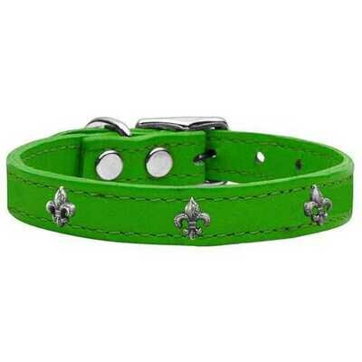 Silver Fleur De Lis Widget Genuine Leather Dog Collars Collars Leashes