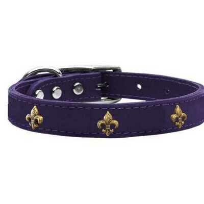 Bronze Fleur De Lis Widget Genuine Leather Dog Collars Collars Leashes