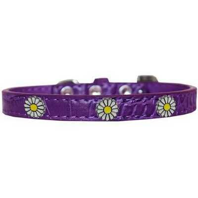 White Daisy Widget Croc Dog Collar Collars