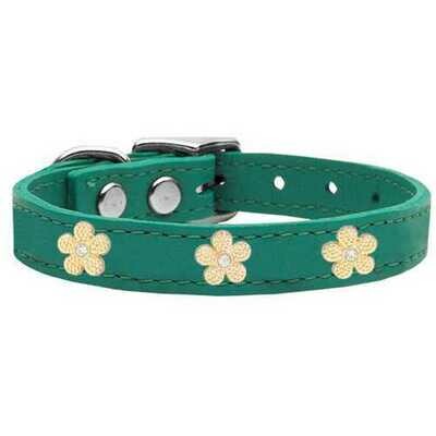 Gold Flower Widget Leather Collar
