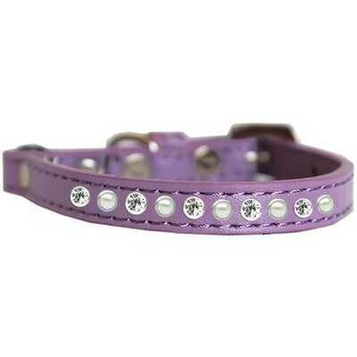 Pearl and Clear Jewel Cat safety band collar Collars and Leashes