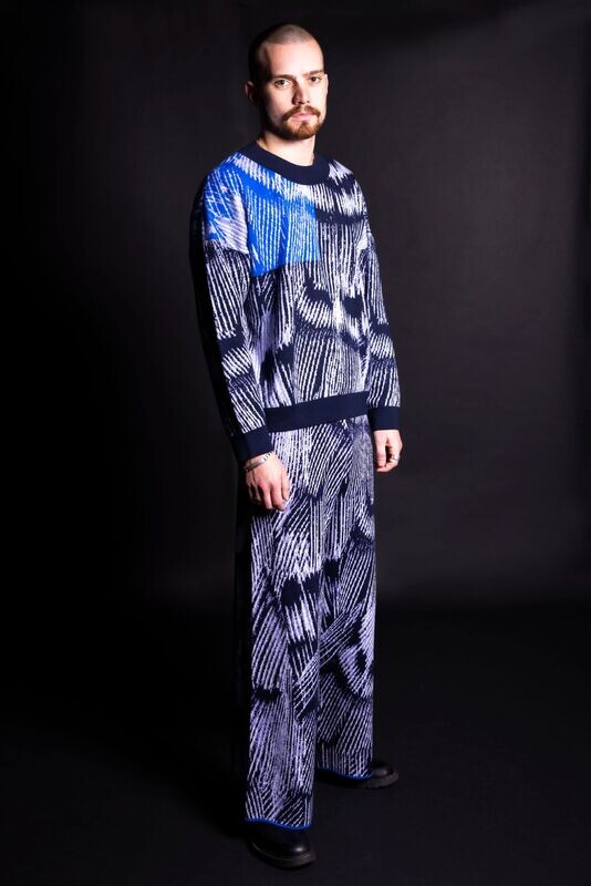 ALATUS BLUE Merino Block Colour Jumper