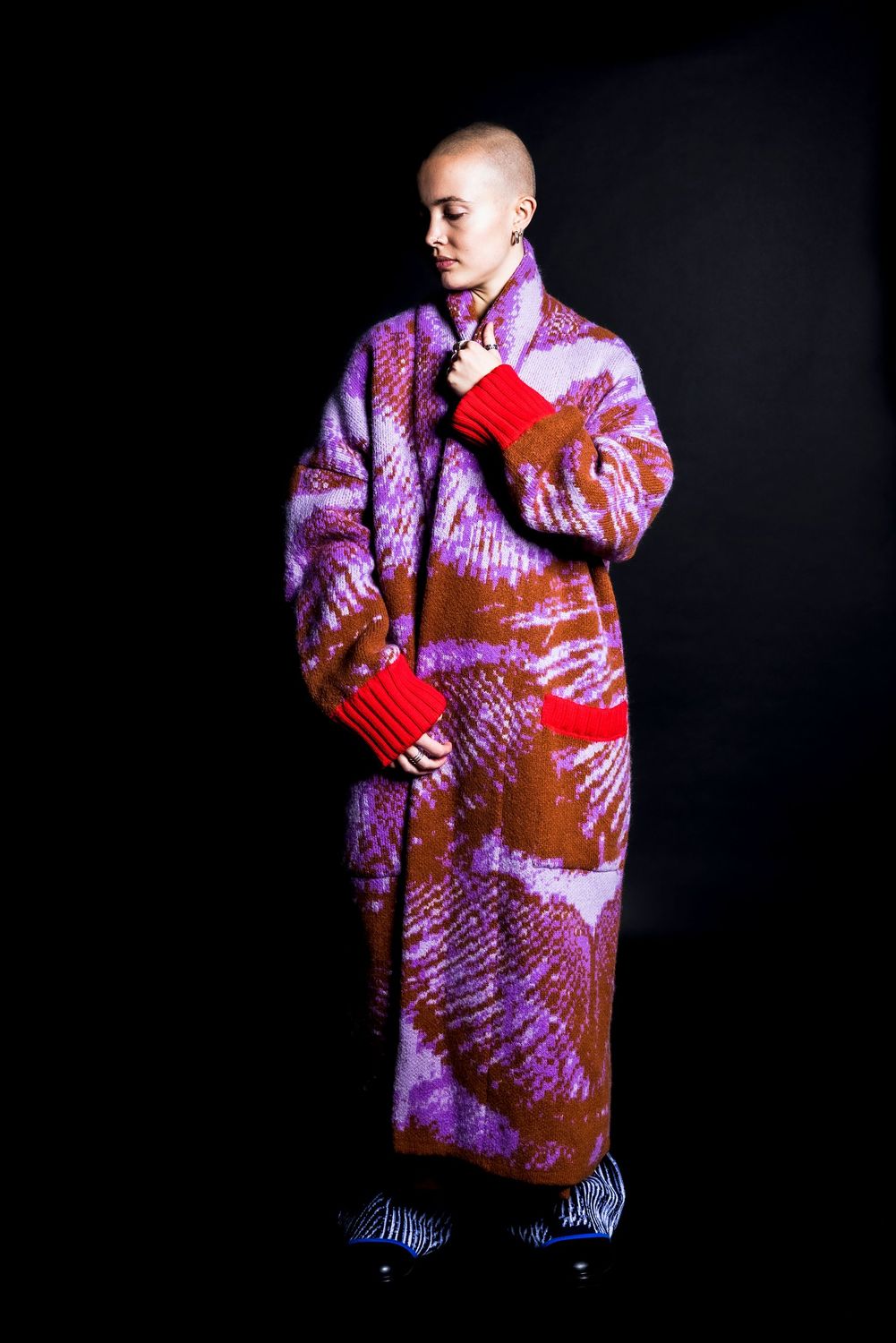 LUCIUS RED WOOL BLEND COAT