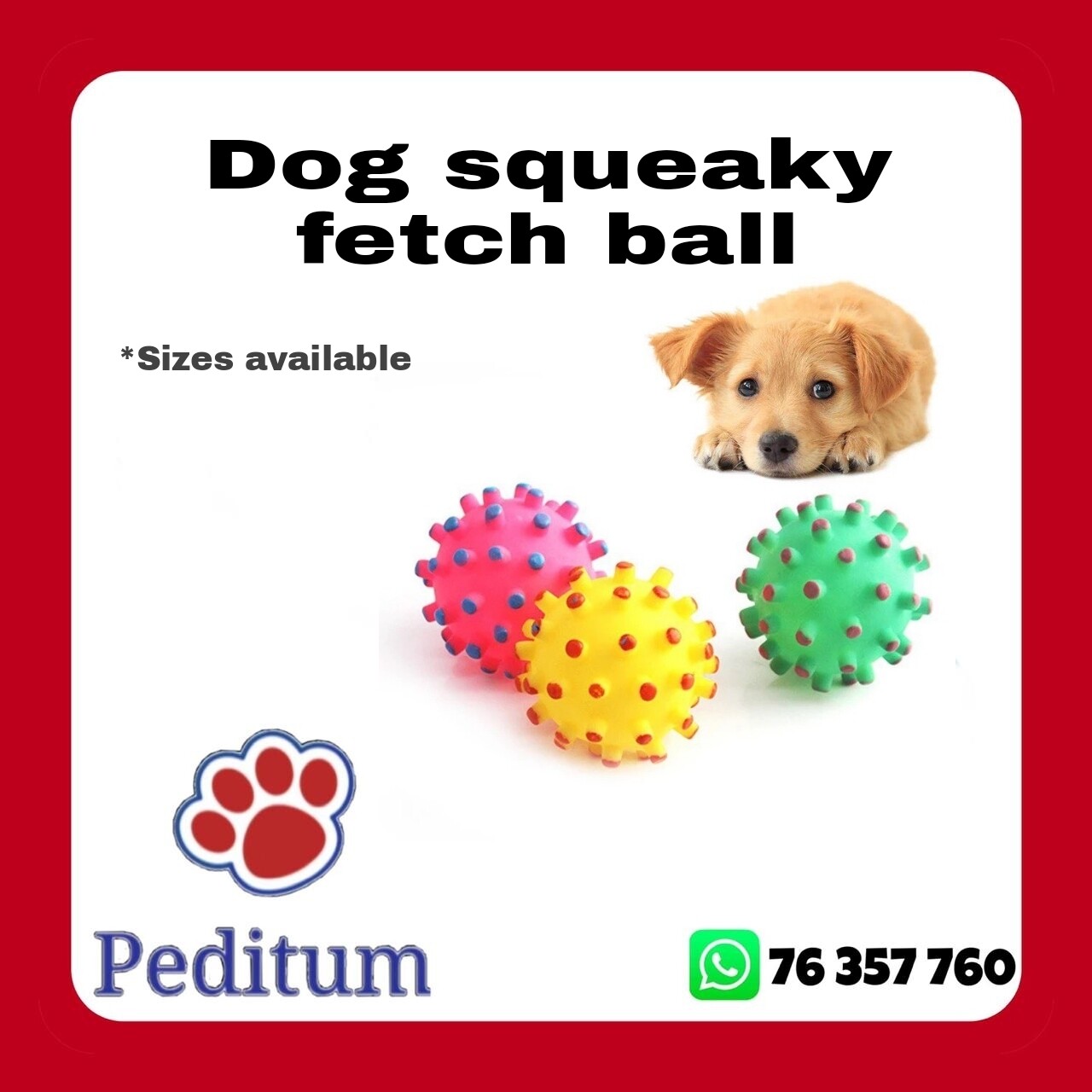 Pet Dog Squeaky Fetch Ball لعبة كلب طابة للجلب مع زمور