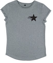&quot;Wandering Star&quot; Women’s Rolled Sleeve Tee - Melange Grey