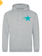 “Wandering Star” Unisex Pullover Hoodie - Heather Grey with Teal Graphic