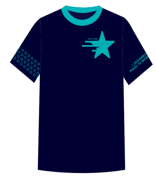 &quot;Wandering Star&quot; Unisex Technical Tee - Navy with Teal Graphic