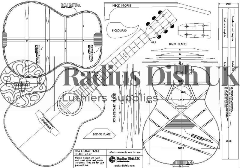 OM Full Scale Guitar Plan Printed On A0