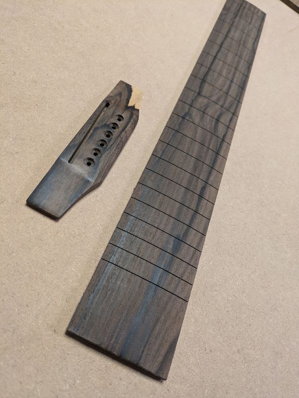 Ziricote Finished Fretboard and Bridge 871
