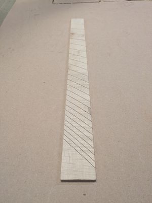 Finished Fan Fret Rippled Sycamore Fretboard 900