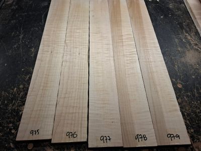 American Curly Maple Fretboard Blanks 975-979