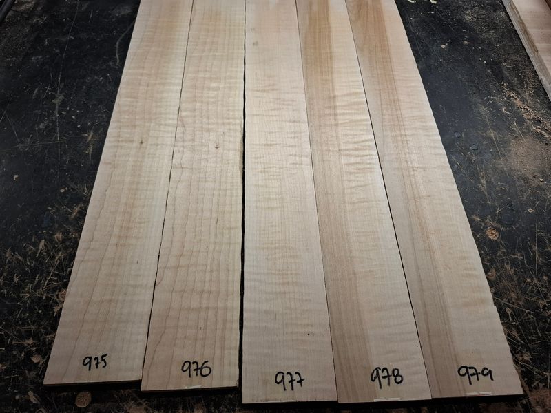 American Curly Maple Fretboard Blanks 975-979