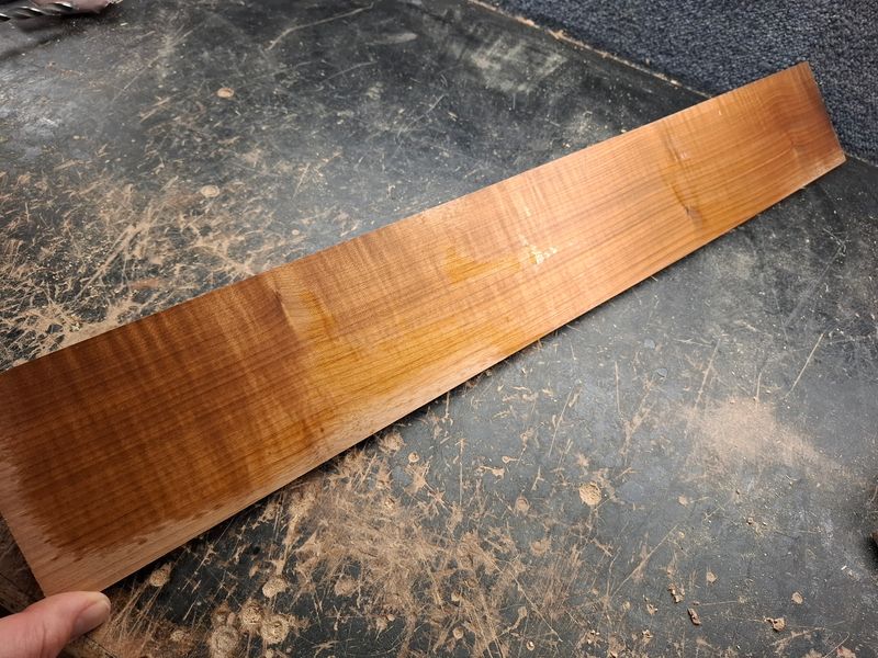 Roasted Curly Maple Bass Fingerboard Blank B Grade 1048