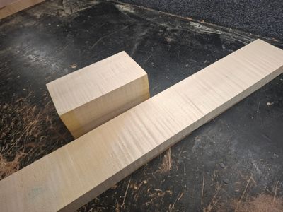 Flame Maple Grade AA Neck and Heel Block 1065