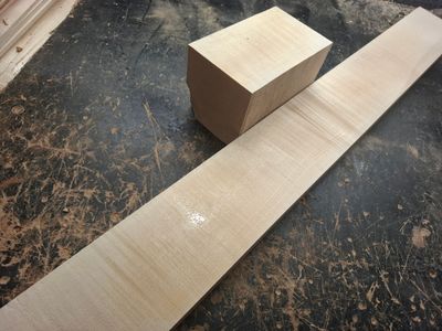 Flame Maple Grade A Neck and Heel Block 1074