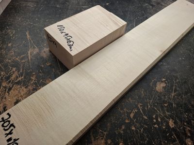 Flame Maple Grade A Neck and Heel Block 1079