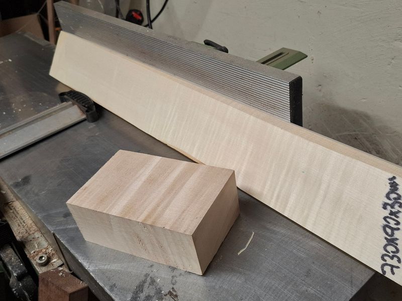 Flame Maple Grade AA Neck and Heel Block 1080