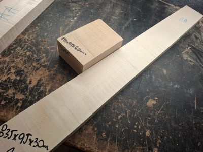 Flame Maple Grade AA Neck and Heel Block 1081