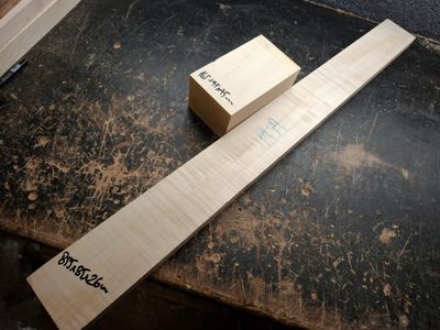 Flame Maple Grade AA Neck and Heel Block 1084