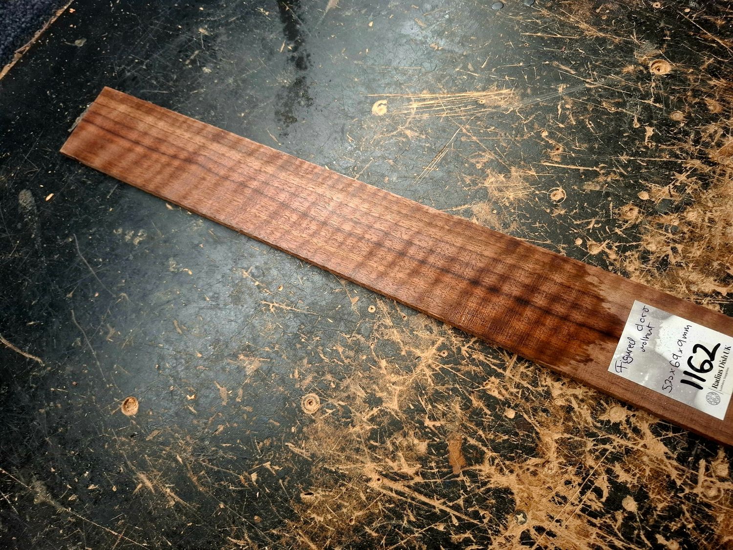 Highly Figured American Walnut Fingerboard 1162