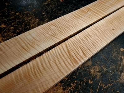 X2 Bookmatched American Curly Maple Bass Fingerboard Blanks 12125