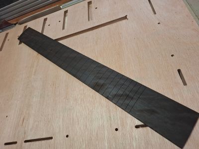 AAA Curly Indian Ebony Finished Bass Fingerboard 30" r12" 12137