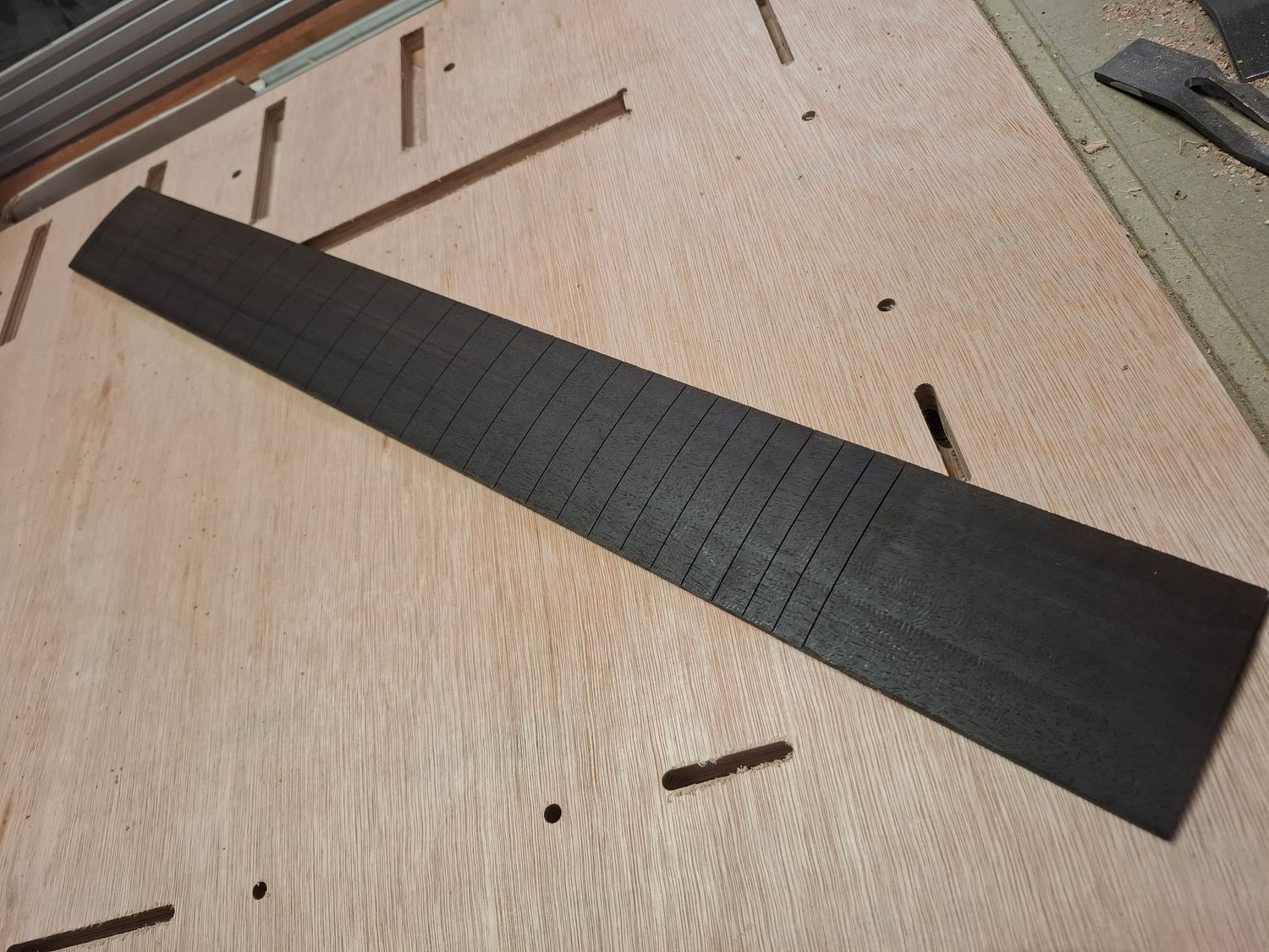 AAA Indian Ebony Finished Bass Fingerboard 30" r12" 12138