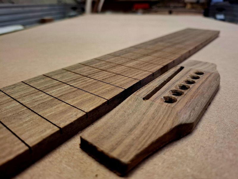 Martin Style Ovangkol Finished Figerboard and Bridge 1175