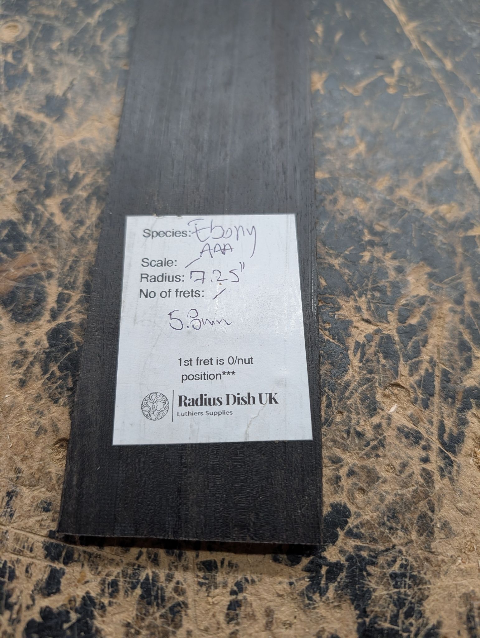 AAA Ebony Fingerboard 5.8mm Radius 7.25