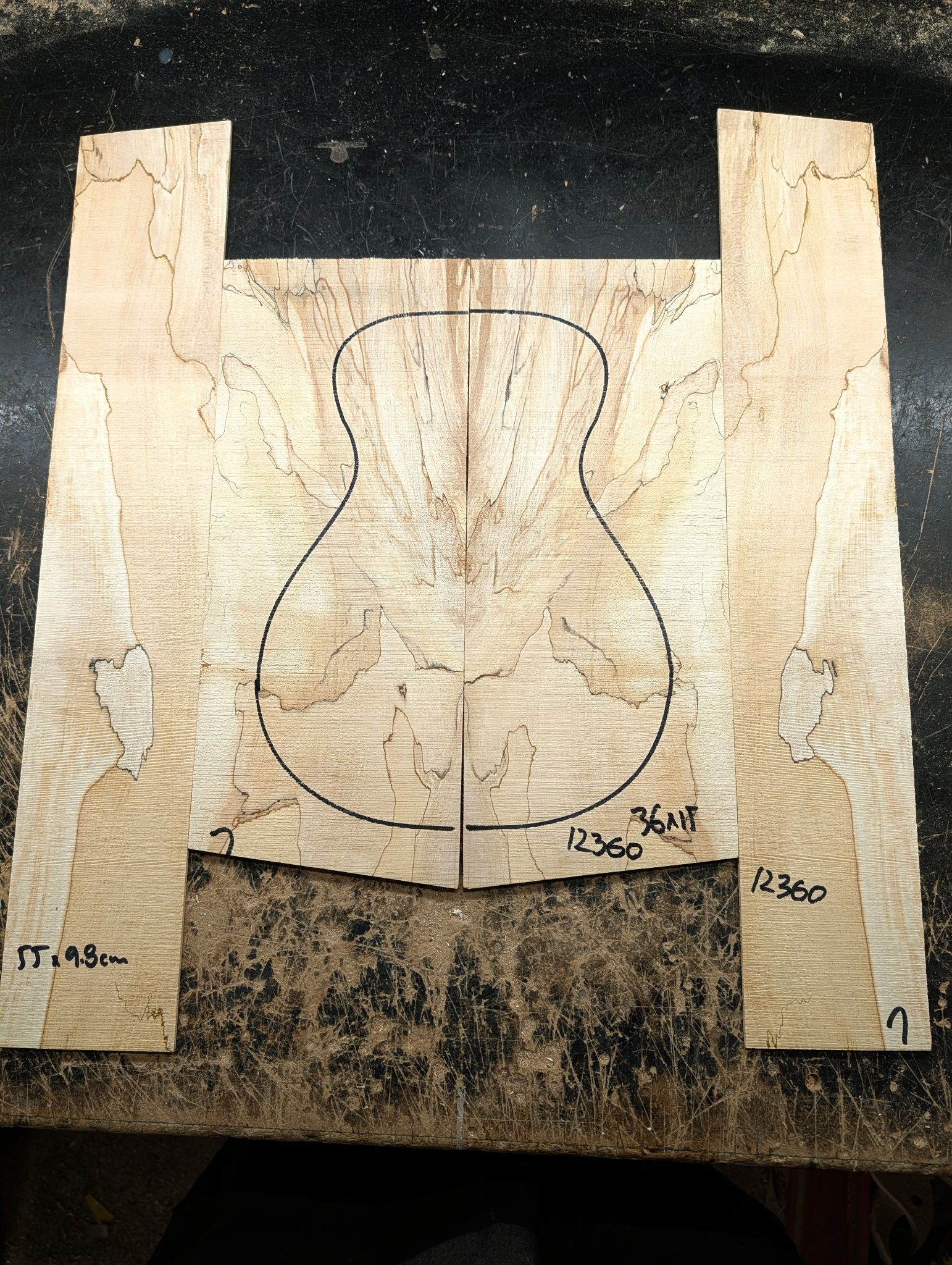 British Spalted Sycamore Back and Sides Tenor/Concert Ukulele 12360