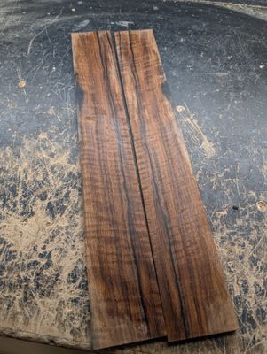 Curly Ebony Bookmatched Fingerboard Blanks 12386 Curly Ebony Bookmatched Fingerboard Blanks 12386