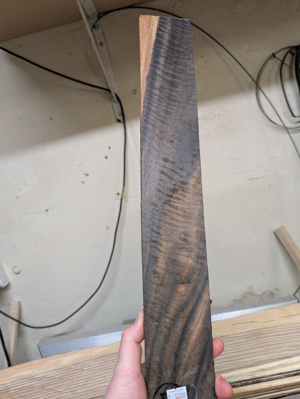Curly Ebony Fingerboard Blank 12390