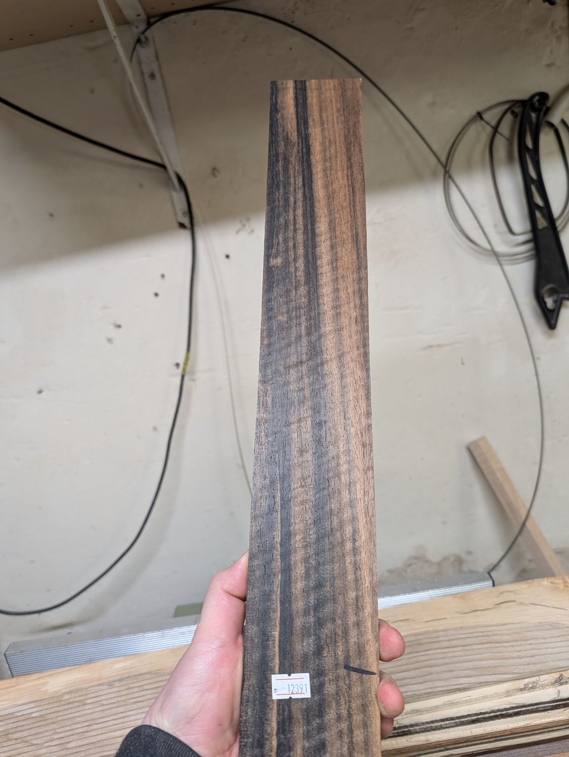 Curly Ebony Fingerboard Blank 12391