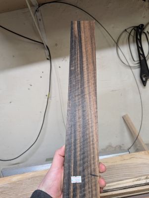 Curly Ebony Fingerboard Blank 12391 Curly Ebony Fingerboard Blank 12391