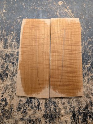Roasted Curly Maple Bookmatched Headplate 12463 Roasted Curly Maple Bookmatched Headplate 12463