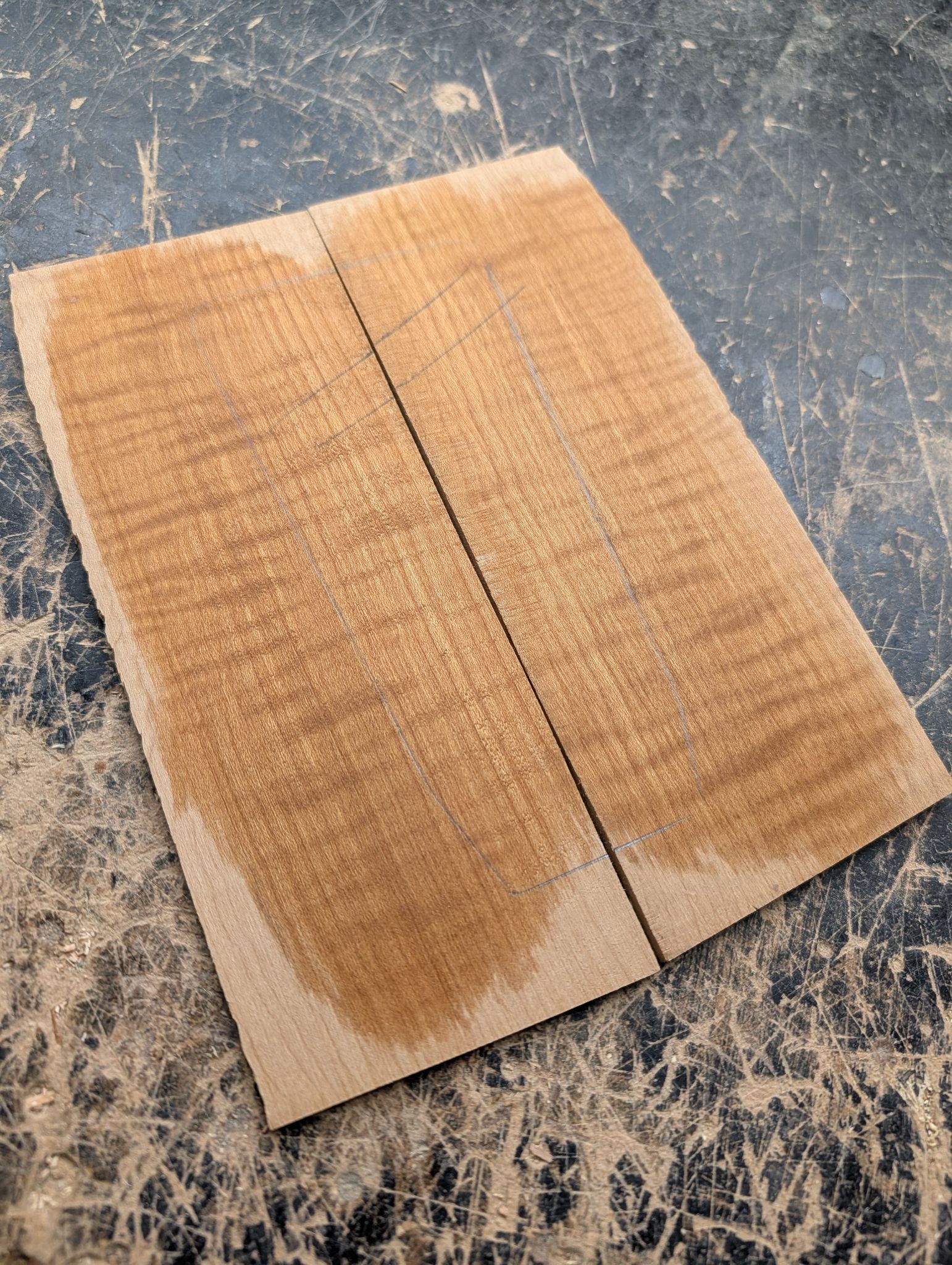 Roasted Curly Maple Bookmatched Headplate 12463