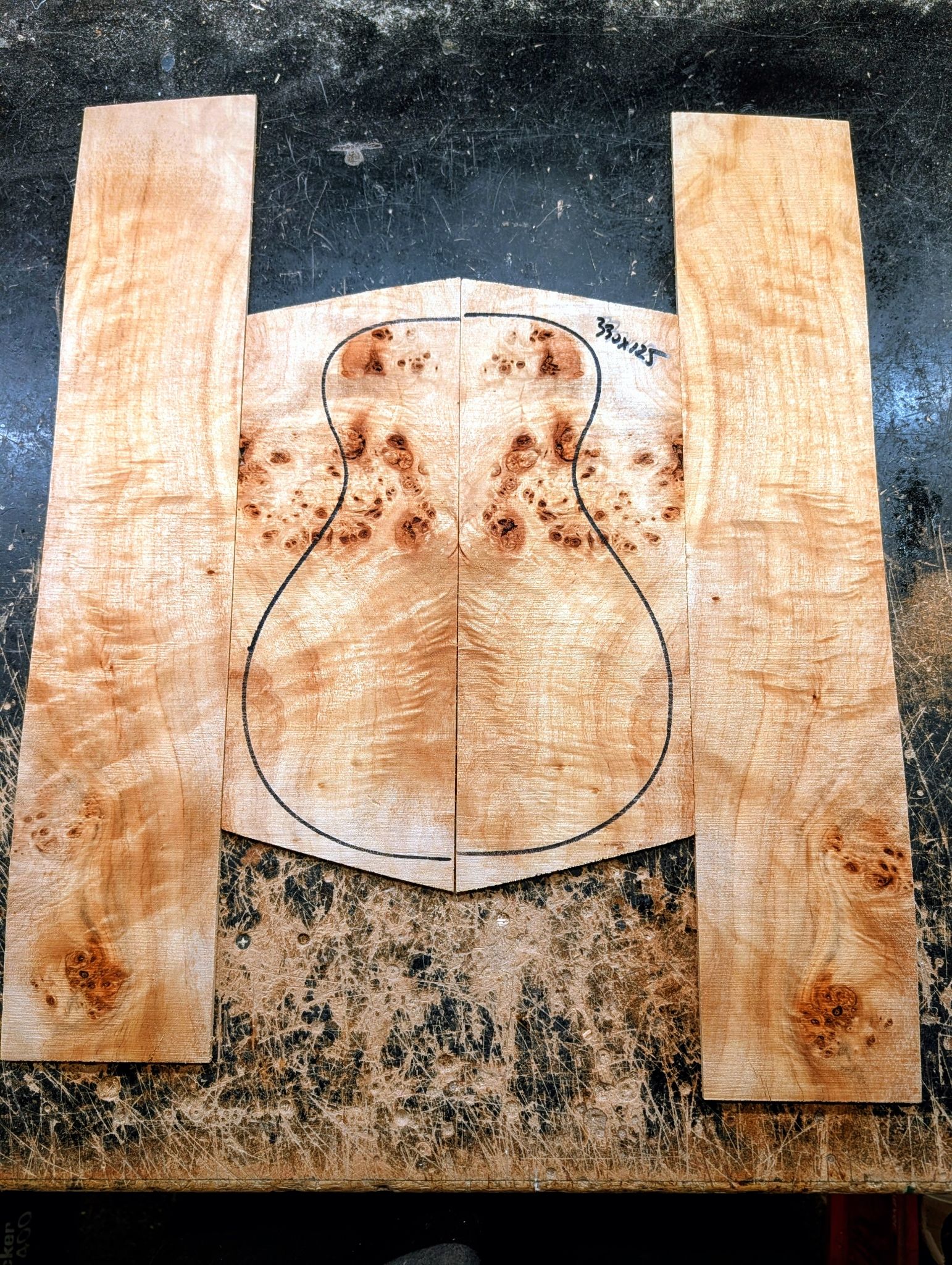 Mappa Burl Concert/Tenor Ukulele Back and Sides Set 12473
